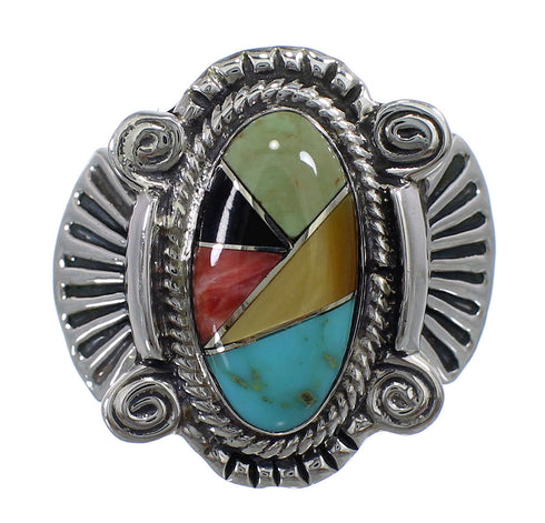 Southwest Multicolor Sterling Silver Ring Size 8-1/4 EX56270